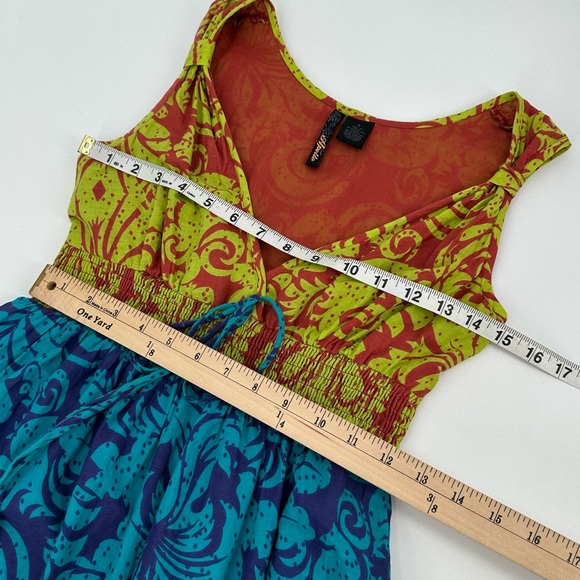 APOLLO Dress Womens S Midi Maxi Asymmetrical Hem Boho Colorful Hippie Lined READ - Picture 8 of 13